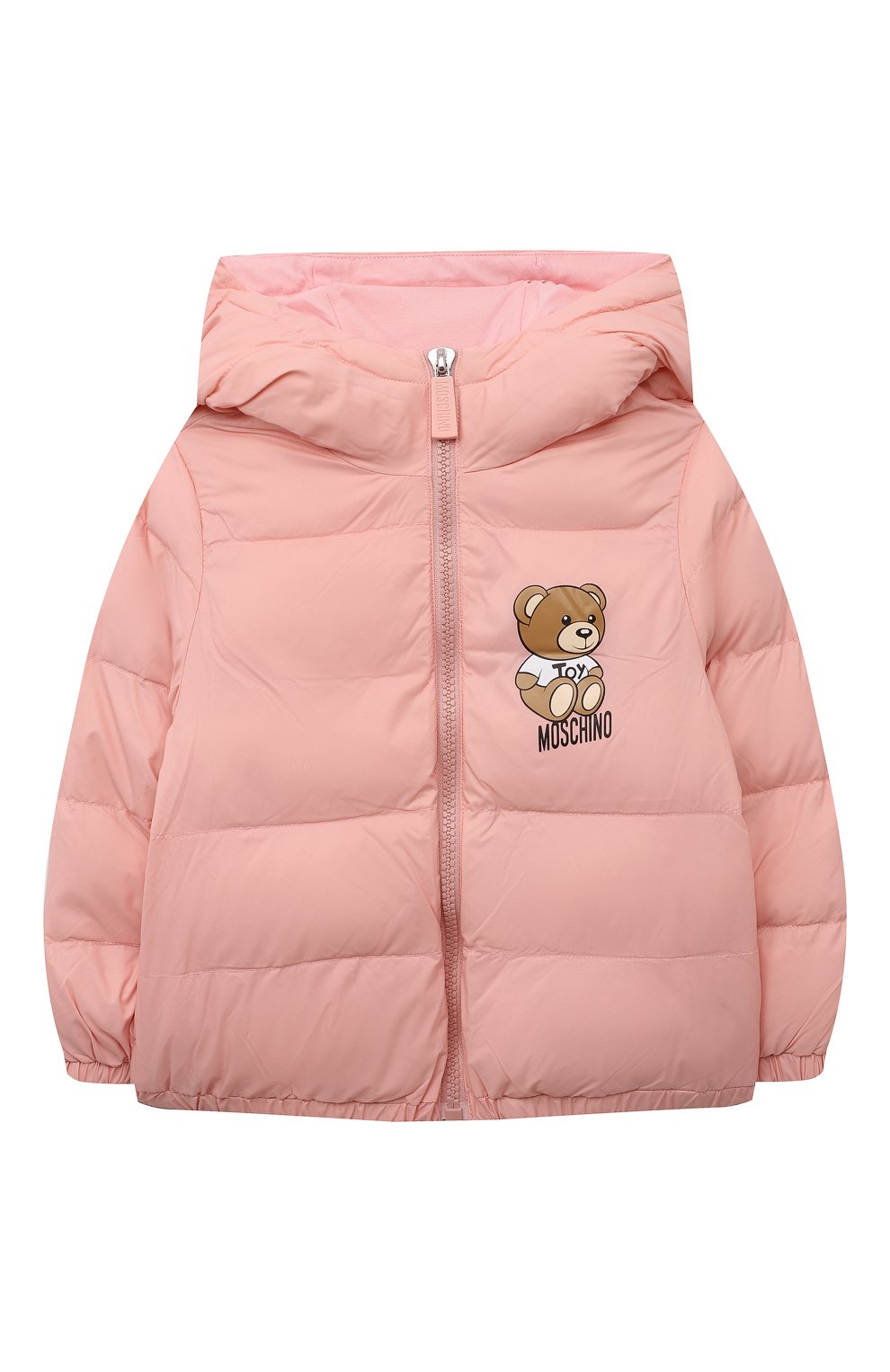 Детская утепленная куртка MOSCHINO светло-розового цвета, арт. MUS02D/L3A69 | Фото 1 (Рукава: Длинные; Кросс-КТ: Утепленный; Материал внешний: Синтетический материал; Материал подклада: Хлопок)