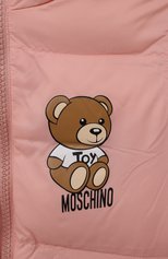 Детская утепленная куртка MOSCHINO светло-розового цвета, арт. MUS02D/L3A69 | Фото 3 (Рукава: Длинные; Кросс-КТ: Утепленный; Материал внешний: Синтетический материал; Материал подклада: Хлопок)