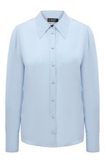 Женская рубашка LIU JO голубого цвета, арт. CA3322 T2504 | Фото 1 (Рукава: Длинные; Принт: Без принта; Женское Кросс-КТ: Рубашка-одежда; Материал внешний: Синтетический материал; Длина (для топов): Стандартные; Стили: Классический)