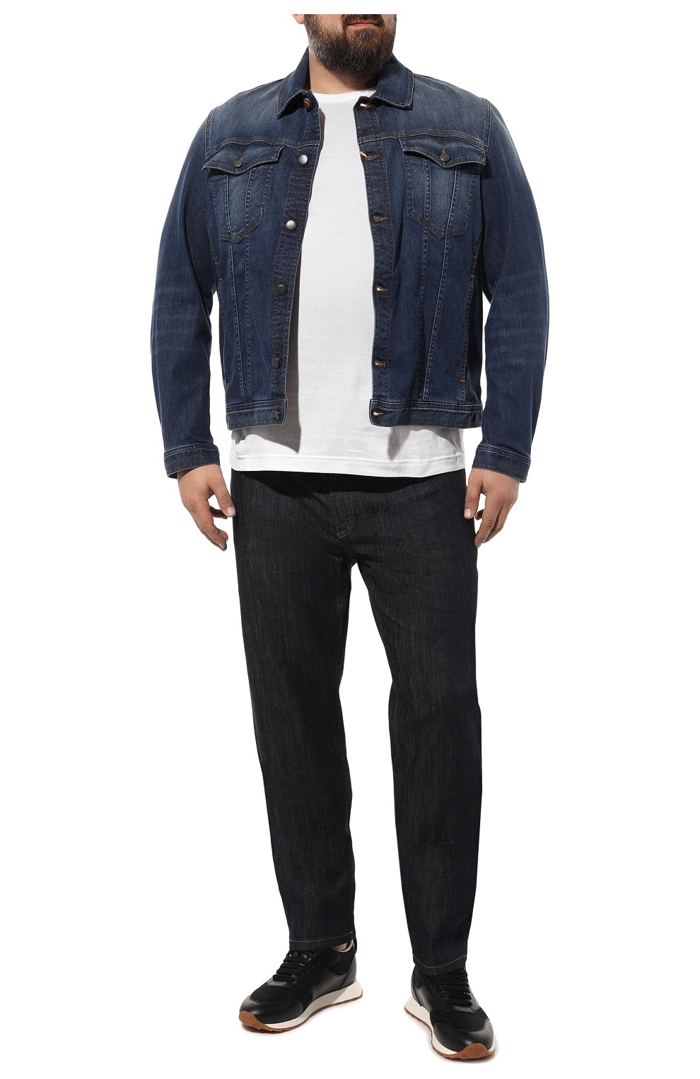 Мужская джинсовая куртка CANALI темно-синего цвета, арт. 040805IP/SG02326 | Фото 2 (Кросс-КТ: Куртка, Деним; Big sizes: Big Sizes; Рукава: Длинные; Материал внешний: Хлопок, Деним; Длина (верхняя одежда): Короткие; Стили: Кэжуэл)