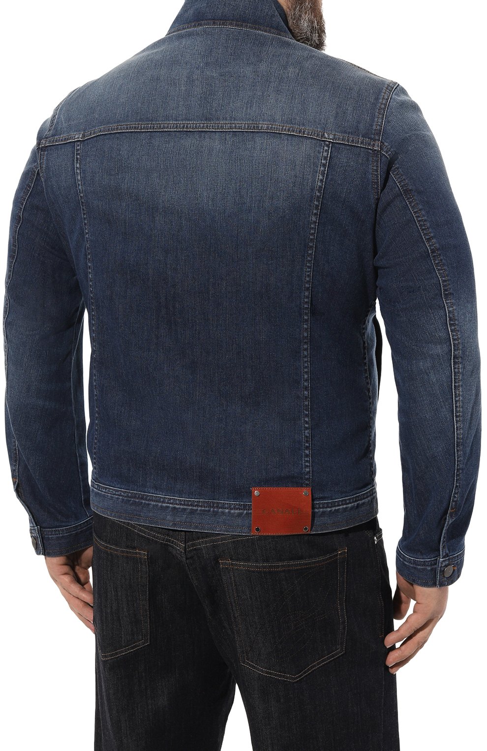 Мужская джинсовая куртка CANALI темно-синего цвета, арт. 040805IP/SG02326 | Фото 4 (Кросс-КТ: Куртка, Деним; Big sizes: Big Sizes; Рукава: Длинные; Материал внешний: Хлопок, Деним; Длина (верхняя одежда): Короткие; Стили: Кэжуэл)