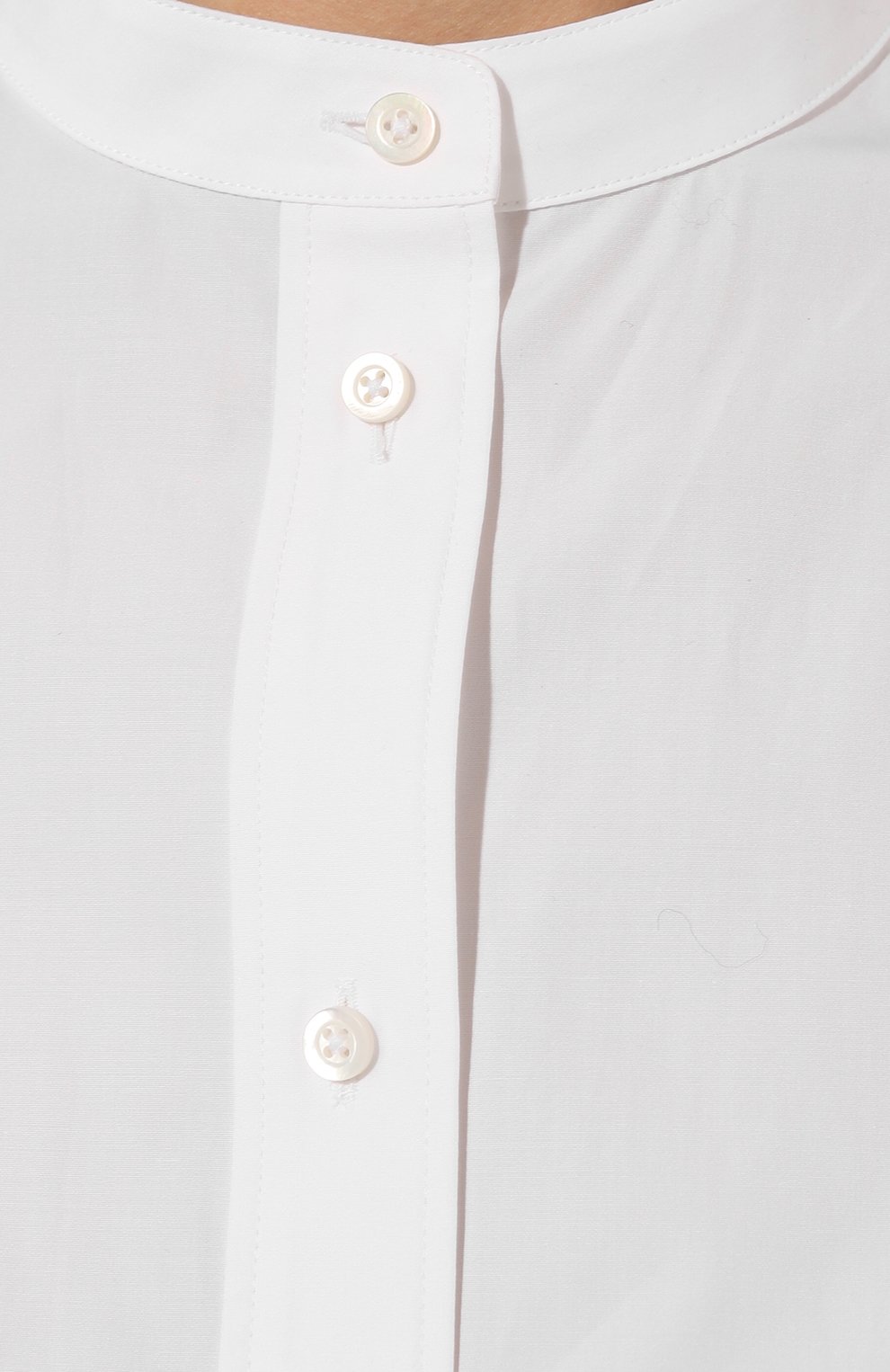 Женская хлопковая рубашка JIL SANDER белого цвета, арт. J05DL0003/J45001 | Фото 5 (Рукава: Длинные; Принт: Без принта; Женское Кросс-КТ: Рубашка-одежда; Длина (для топов): Удлиненные; Материал внешний: Хлопок; Стили: Кэжуэл)