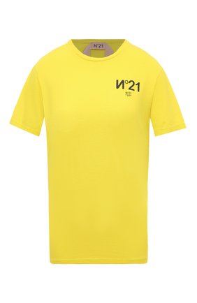 Женская хлопковая футболка N21 желтого цвета, арт. N2M/F051/6331 | Фото 1 (Рукава: Короткие; Длина (для топов): Стандартные; Принт: С принтом; Материал внешний: Хлопок; Женское Кросс-КТ: Футболка-одежда; Стили: Кэжуэл)