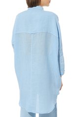 Женская льняная рубашка 120% LINO голубого цвета, арт. Y0W1290/D703/000 | Фото 4 (Рукава: Длинные; Принт: Без принта; Женское Кросс-КТ: Рубашка-одежда; Длина (для топов): Удлиненные; Материал внешний: Лен; Стили: Минимализм)