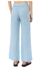 Женские льняные брюки 120% LINO голубого цвета, арт. Y0W2297/0115/000 | Фото 4 (Женское Кросс-КТ: Брюки-пляжная одежда, Брюки-одежда; Силуэт Ж (брюки и джинсы): Широкие; Длина (брюки, джинсы): Стандартные; Материал внешний: Лен; Стили: Минимализм)