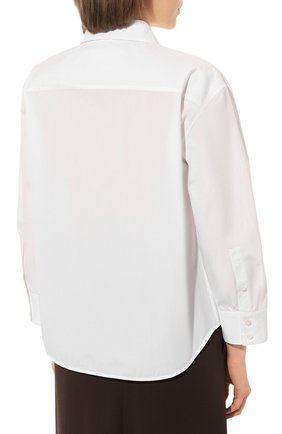 Женская хлопковая рубашка JIL SANDER белого цвета, арт. J02DL0002/J45146 | Фото 4 (Рукава: Длинные; Принт: Без принта; Женское Кросс-КТ: Рубашка-одежда; Длина (для топов): Стандартные; Материал внешний: Хлопок; Стили: Минимализм)