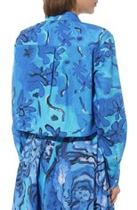 Женская хлопковая рубашка MARNI голубого цвета, арт. CAMA0526A0/UTC230 | Фото 4 (Рукава: Длинные; Женское Кросс-КТ: Рубашка-одежда; Принт: С принтом; Материал внешний: Хлопок; Длина (для топов): Укороченные; Стили: Романтичный)