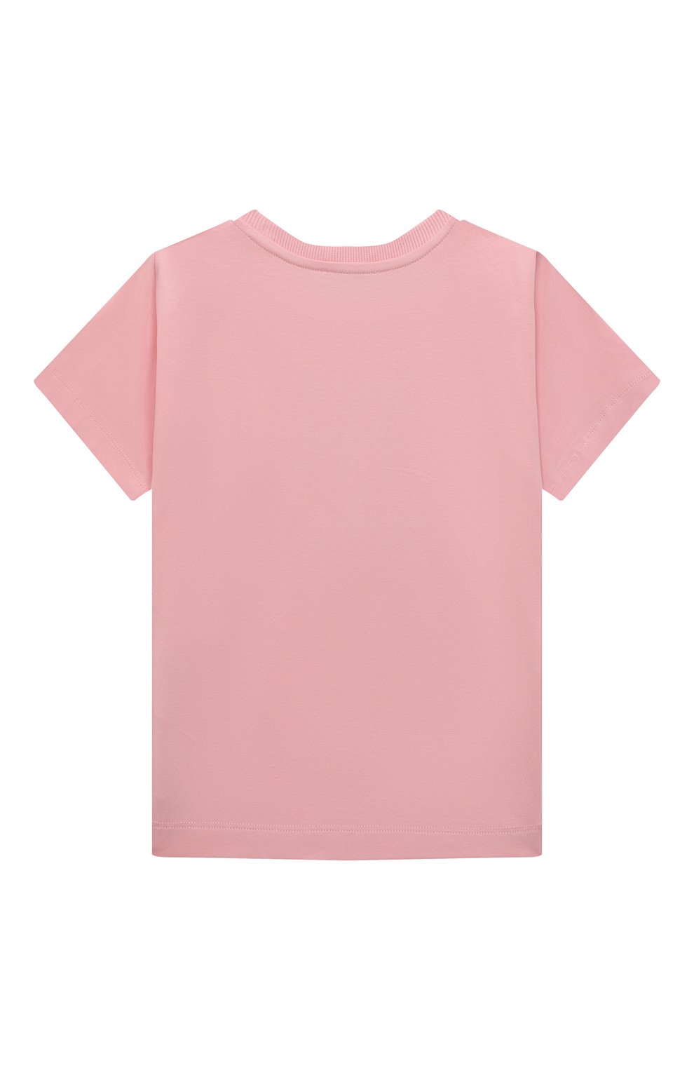 Детская хлопковая футболка MOSCHINO светло-розового цвета, арт. H0M02T/LBA00/4-8 | Фото 2 (Рукава: Короткие; Материал внешний: Хлопок)