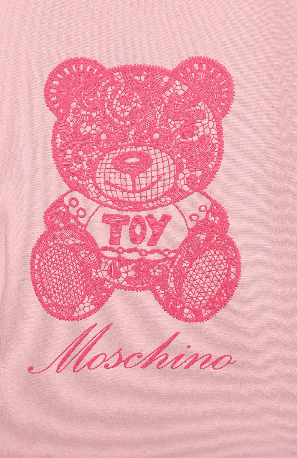 Детская хлопковая футболка MOSCHINO светло-розового цвета, арт. H0M02T/LBA00/4-8 | Фото 3 (Рукава: Короткие; Материал внешний: Хлопок)