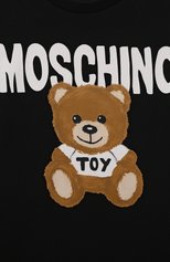 Детская хлопковая футболка MOSCHINO черного цвета, арт. H0M03R/LAA23/4-8 | Фото 3 (Девочки Кросс-КТ: футболка-одежда; Рукава: Короткие; Материал внешний: Хлопок)