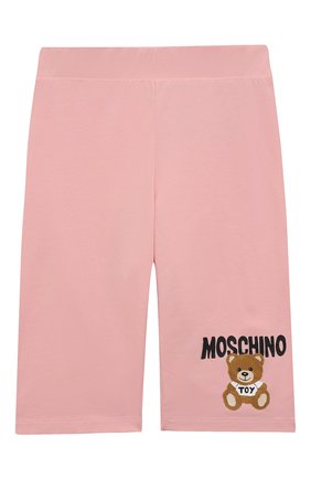 Детские хлопковые шорты MOSCHINO розового цвета, арт. HDQ00Y/LBA10/10-14 | Фото 1 (Случай: Повседневный; Материал внешний: Хлопок)