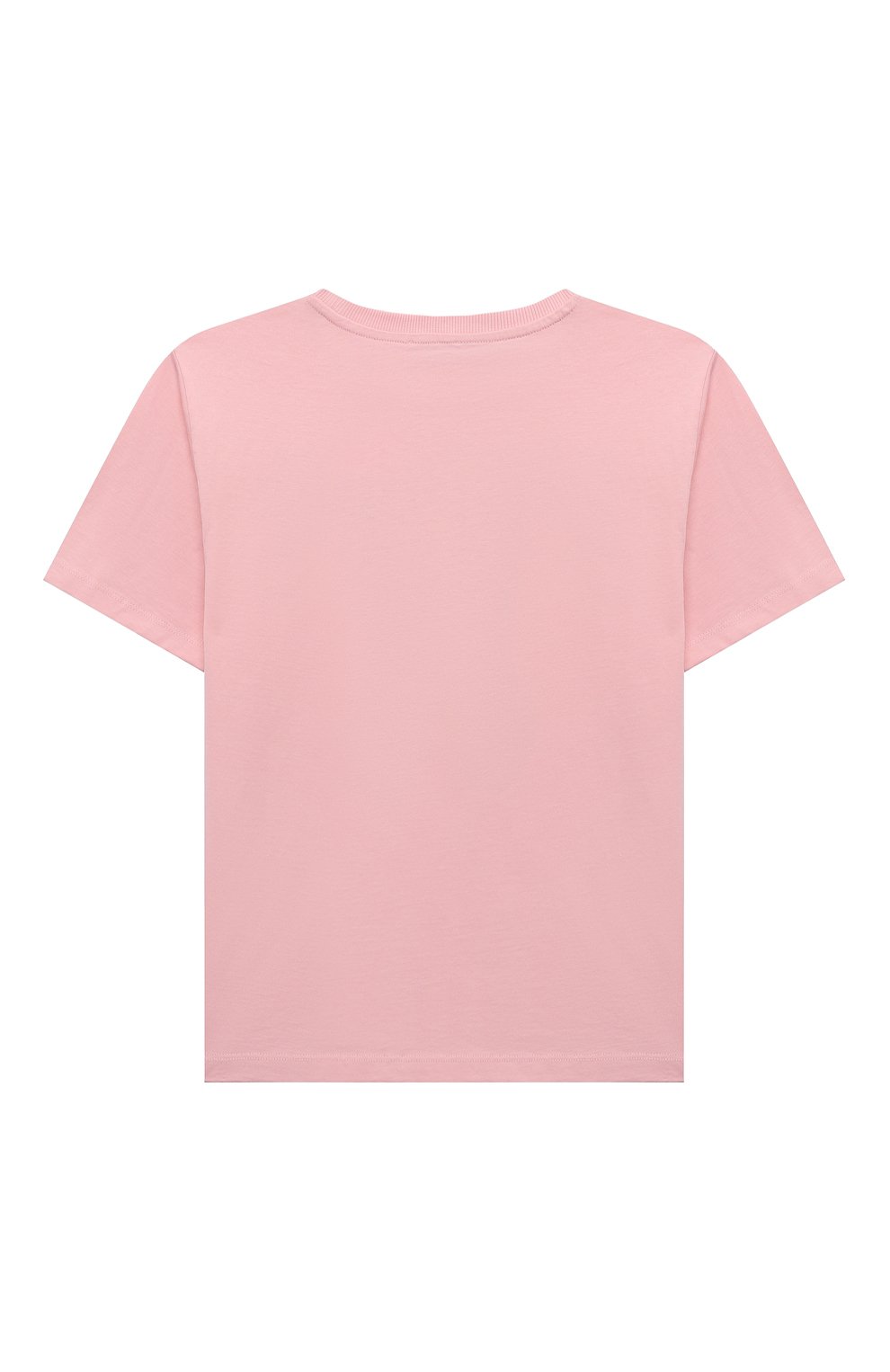 Детская хлопковая футболка MOSCHINO светло-розового цвета, арт. HUM04C/LAA01/4-8 | Фото 2 (Девочки Кросс-КТ: футболка-одежда; Рукава: Короткие; Материал внешний: Хлопок)