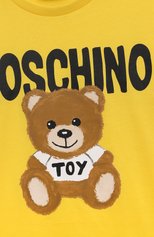 Детская хлопковая футболка MOSCHINO желтого цвета, арт. H0M03R/LAA23/4-8 | Фото 3 (Девочки Кросс-КТ: футболка-одежда; Рукава: Короткие; Материал внешний: Хлопок)