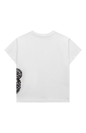 Детская хлопковая футболка MOSCHINO белого цвета, арт. HUM046/LAA01/4-8 | Фото 2 (Девочки Кросс-КТ: футболка-одежда; Рукава: Короткие; Материал внешний: Хлопок)