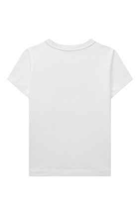 Детская хлопковая футболка MOSCHINO белого цвета, арт. HUM04C/LAA01/4-8 | Фото 2 (Девочки Кросс-КТ: футболка-одежда; Рукава: Короткие; Материал внешний: Хлопок)
