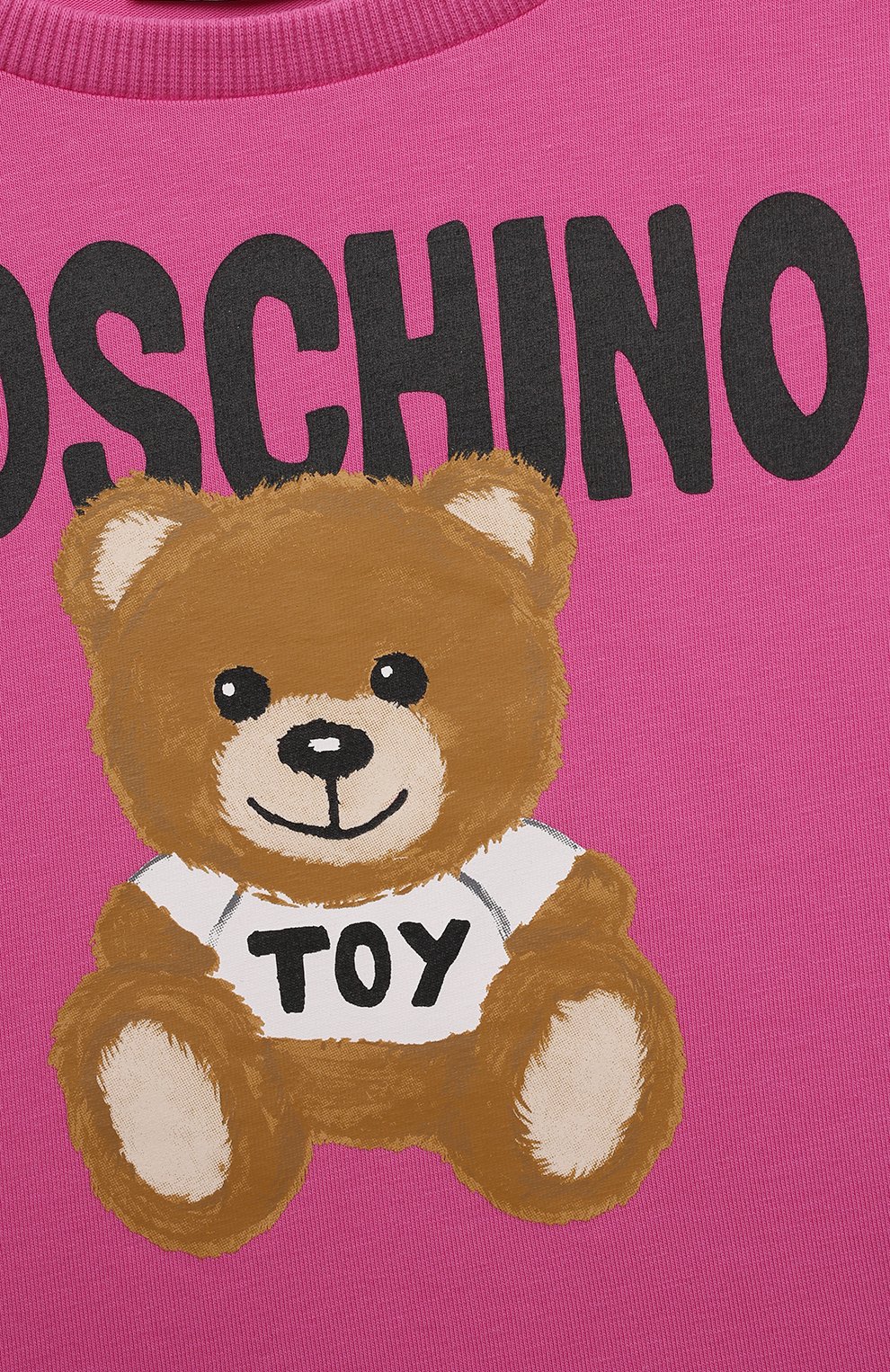 Детская укороченная футболка MOSCHINO фуксия цвета, арт. HDM04X/LBA10/4-8 | Фото 3 (Девочки Кросс-КТ: футболка-одежда; Рукава: Короткие; Материал внешний: Хлопок)