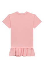 Детское хлопковое платье MOSCHINO светло-розового цвета, арт. HDV0CP/LBA00/4-8 | Фото 2 (Рукава: Короткие; Случай: Повседневный; Материал внешний: Хлопок)