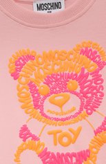 Детское хлопковое платье MOSCHINO светло-розового цвета, арт. HDV0CP/LBA00/4-8 | Фото 3 (Рукава: Короткие; Случай: Повседневный; Материал внешний: Хлопок)