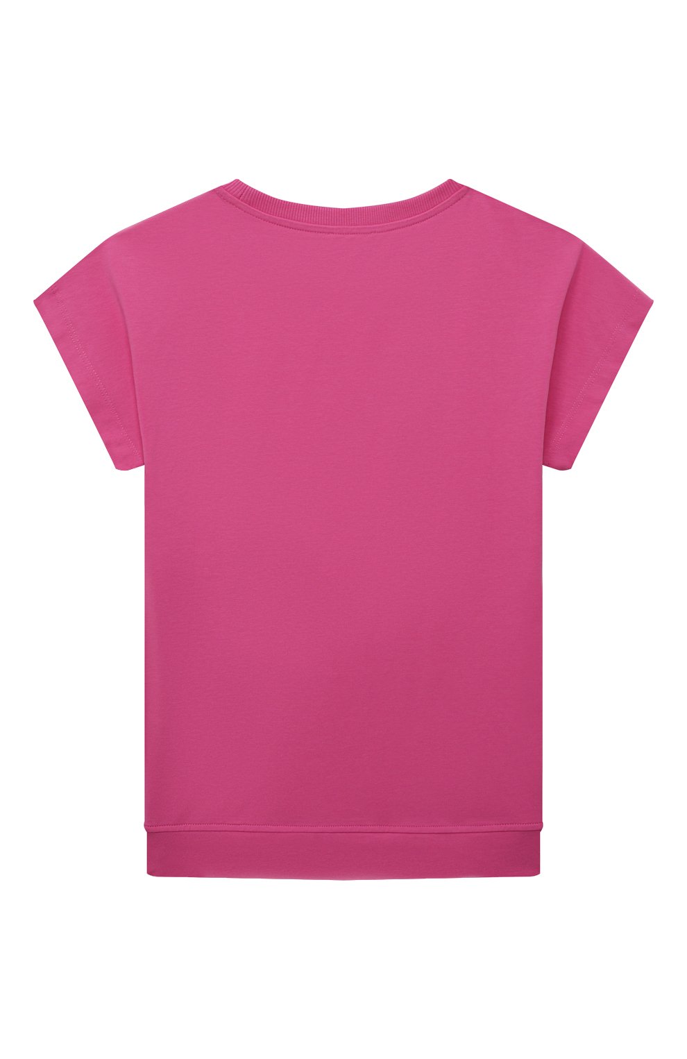 Детская хлопковая футболка MOSCHINO фуксия цвета, арт. HEM02V/LBA00/4-8 | Фото 2 (Девочки Кросс-КТ: футболка-одежда; Рукава: Короткие; Материал внешний: Хлопок)