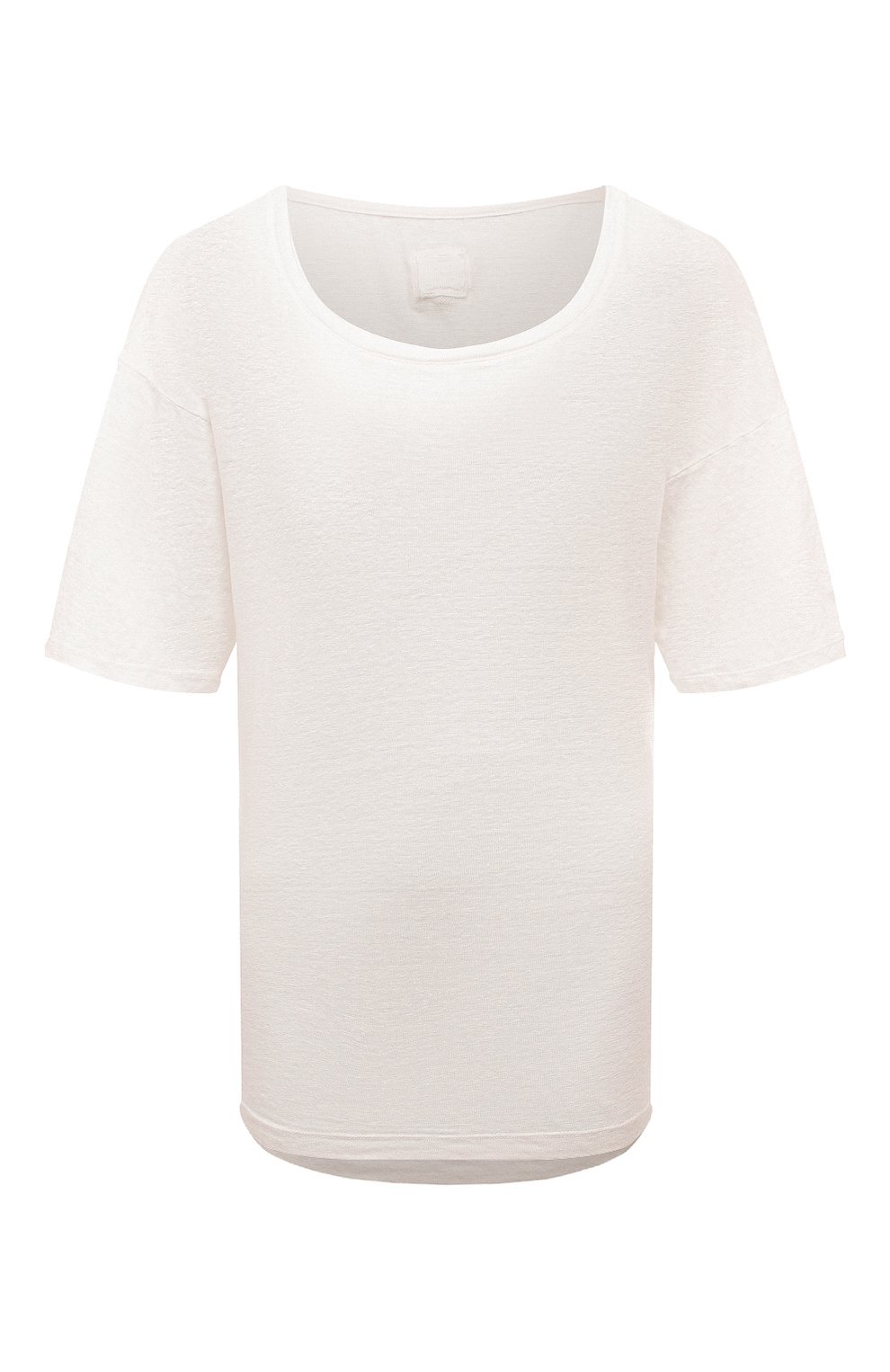 Женская льняная футболка 120% LINO белого цвета, арт. Y0W791N/E908/S00 | Фото 1 (Принт: Без принта; Рукава: Коротк ие; Длина (для топов): Стандартные; Женское Кросс-КТ: Футболка-одежда; Материал внешний: Лен; Стили: Кэжуэл)