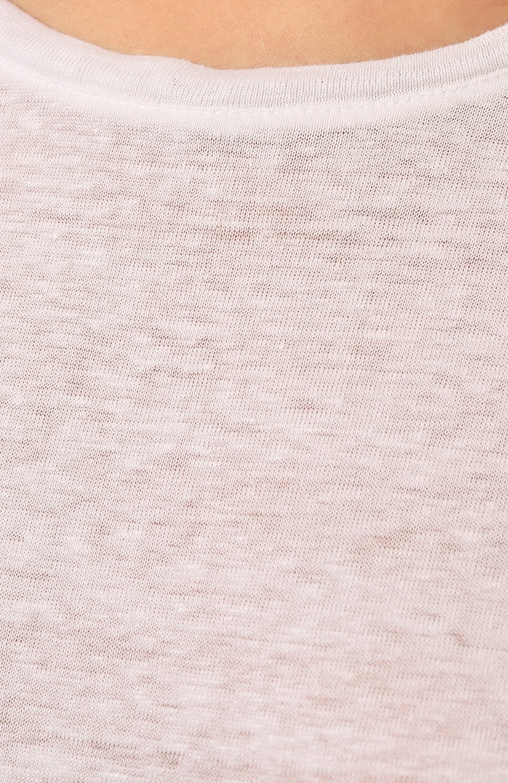 Женская льняная футболка 120% LINO белого цвета, арт. Y0W791N/E908/S00 | Фото 5 (Принт: Без принта; Рукава: Короткие; Длина (для топов): Стандартные; Женское Кросс-КТ: Футболка-одежда; Материал внешний: Лен; Стили: Кэжуэл)