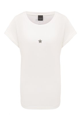 Женская хлопковая футболка LORENA ANTONIAZZI белого цвета, арт. P2308TS25A/9999 | Фото 1 (Рукава: Короткие; Материал внешний: Хлопок; Длина (для топов): Стандартные; Женское Кросс-КТ: Футболка-одежда; Принт: Без принта; Стили: Кэжуэл)