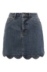 Женская джинсовая юбка SELF-PORTRAIT тёмно-голубого цвета, арт. RS23-803SK | Фото 1 (Кросс-КТ: Деним; Длина Ж (юбки, платья, шорты): Мини; Стили: Гранж; Женское Кросс-КТ: Юбка-одежда; Материал внешний: Хлопок, Деним)