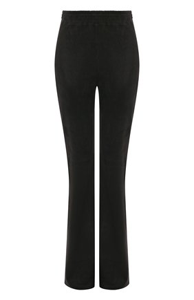 Женские замшевые брюки DESA черного цвета, арт. K12978 / Брюки замше | Фото 1 (Материал внешний: Натуральная кожа; Длина (брюки, джинсы): Удлиненные)
