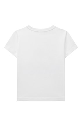 Детская хлопковая футболка MOSCHINO белого цвета, арт. HUM04C/LAA01/10-14 | Фото 2 (Материал внешний: Хлопок; Рукава: Короткие)