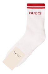 Женские хлопковые носки GUCCI красного цвета, арт. 496493 4G293 | Фото 1 (Материал внешний: Хлопок)