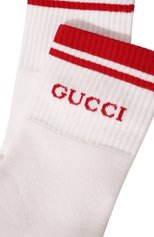 Женские хлопковые носки GUCCI красного цвета, арт. 496493 4G293 | Фото 2 (Материал внешний: Хлопок)