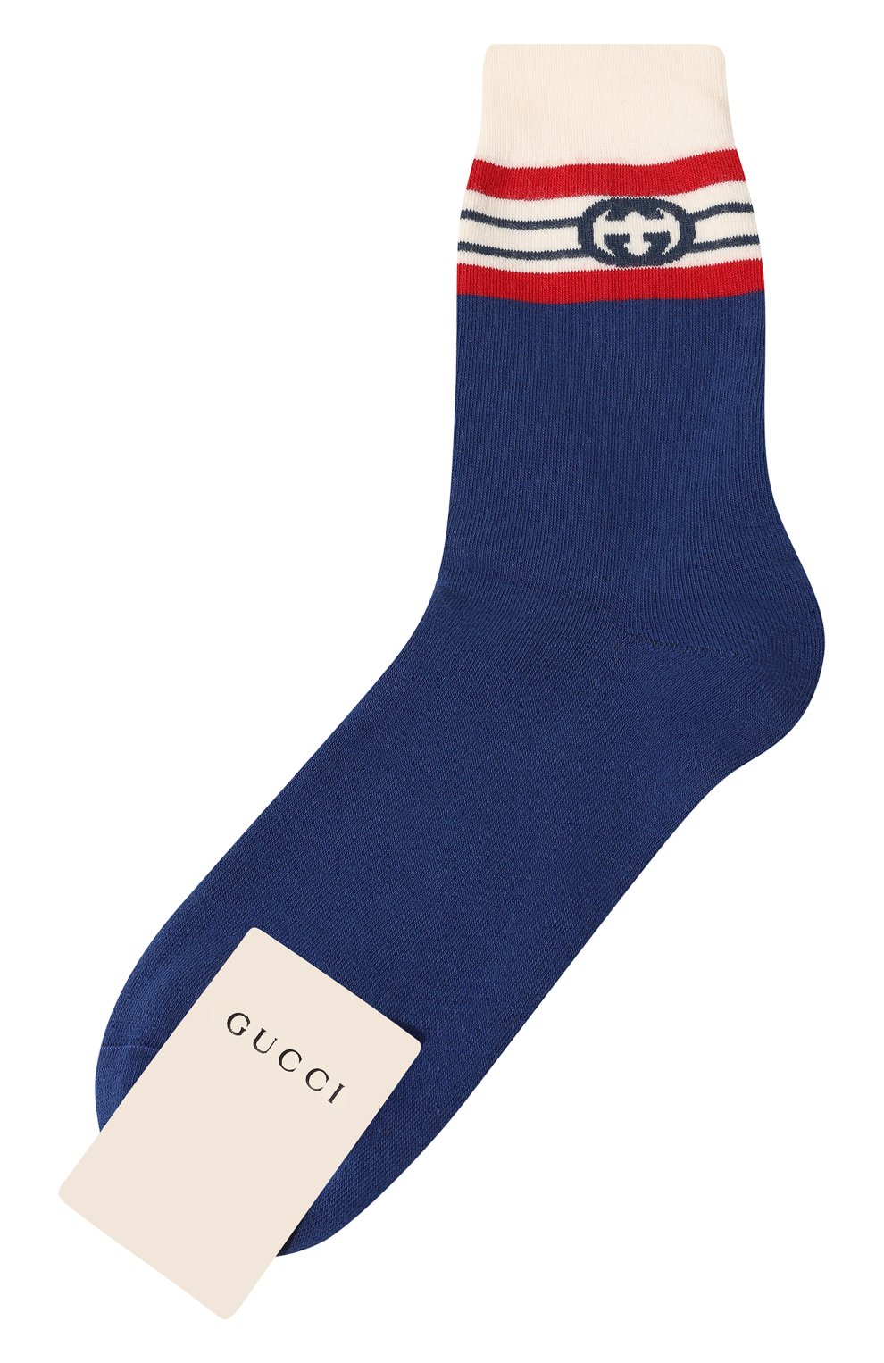 Женские хлопковые носки GUCCI синего цвета, арт. 676824 4G293 | Фото 1 (Материал внешний: Хлопок)