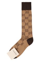 Женские хлопковые носки GUCCI бежевого цвета, арт. 471093 4G592 | Фото 1 (Материал внешний: Хлопок)