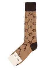 Женские хлопковые носки GUCCI бежевого цвета, арт. 476336 3G701 | Фото 1 (Материал внешний: Хлопок)