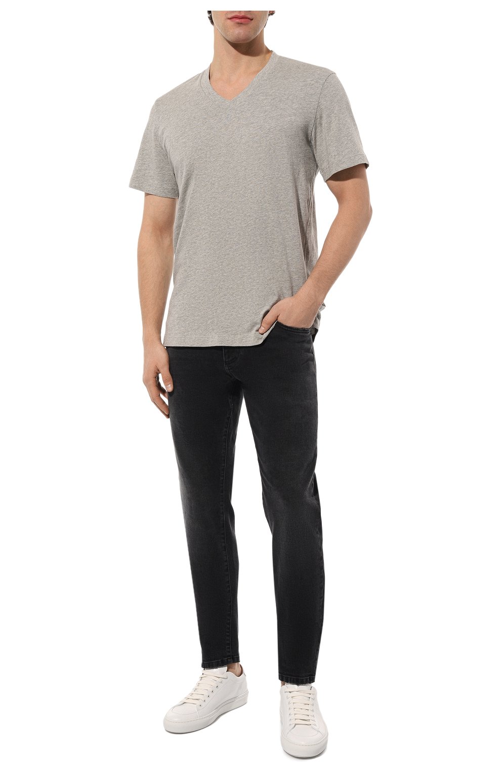 Мужская хлопковая футболка JAMES PERSE серого цвета, арт. MHE3352/HGY | Фото 2 (Принт: Без принта; Рукава: Короткие; Длина (для топов): Стандартные; Материал внешний: Хлопок; Стили: Кэжуэл)