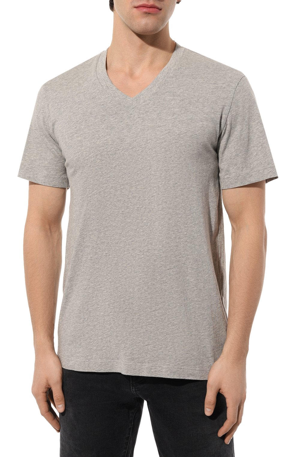 Мужская хлопковая футболка JAMES PERSE серого цвета, арт. MHE3352/HGY | Фото 3 (Принт: Без принта; Рукава: Короткие; Длина (для топов): Стандартные; Материал внешний: Хлопок; Стили: Кэжуэл)