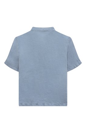 Детская льняная рубашка IL GUFO голубого цвета, арт. P23PC076L6006/5A-8A | Фото 2 (Рукава: Короткие; Случай: Повседневный; Материал внешний: Лен)