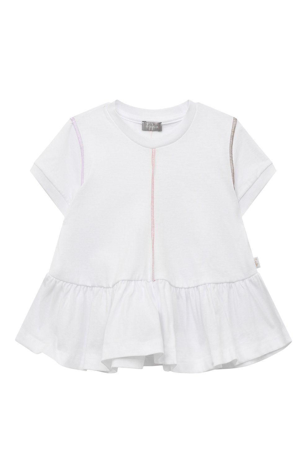 Детская хлопковая футболка IL GUFO белого цвета, арт. P23TS166MF001/2A-4A | Фото 1 (Девочки Кросс-КТ: футболка-одежда; Рукава: Короткие; Материал внешний: Хлопок)