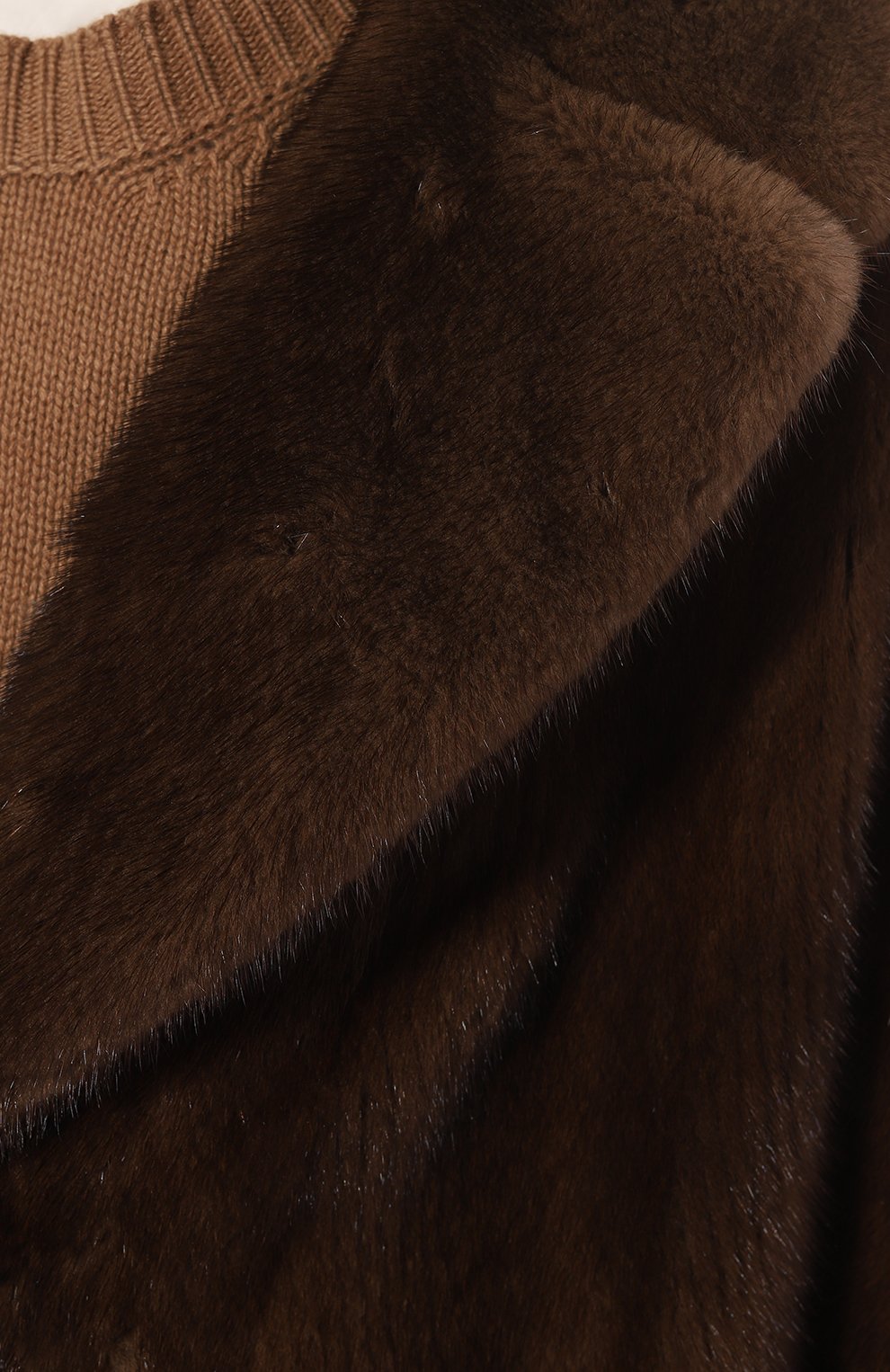 Женская шуба из меха норки VM коричневого цвета, арт. IBBI | Фото 5 (Женское Кросс-КТ: Мех; Рукава: Длинные; Стили: Гламурный; Материал внешний: Натуральный мех; Длина (верхняя одежда): Длинные; Материал подклада: Шелк)