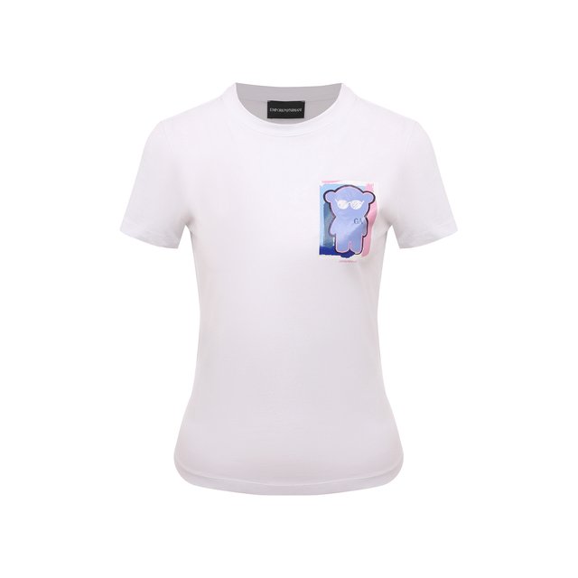 Хлопковая футболка Emporio Armani белого цвета