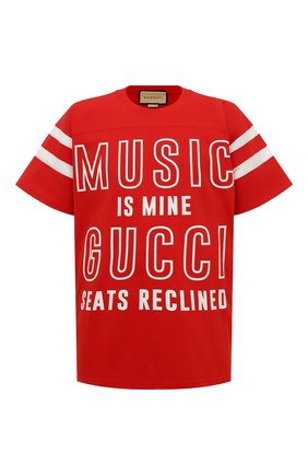 Мужская хлопковая футболка GUCCI красного цвета по цене 55860 руб., арт. 655459 XJDXN | Фото 1