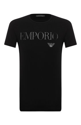 Мужская хлопковая футболка EMPORIO ARMANI черного цвета, арт. 111035/CC716 | Фото 1 (Длина (для топов): Стандартные; Материал внешний: Хлопок; Рукава: Короткие; Кросс-КТ: домашняя одежда)