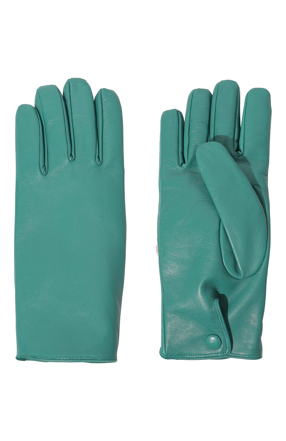 Мужские кожаные перчатки PRADA бирюзового цвета, арт. 2GG137-2DWZ-F0363 | Фото 3 (Материал: Натуральная кожа; Мужское Кросс-КТ: Кожа и замша)