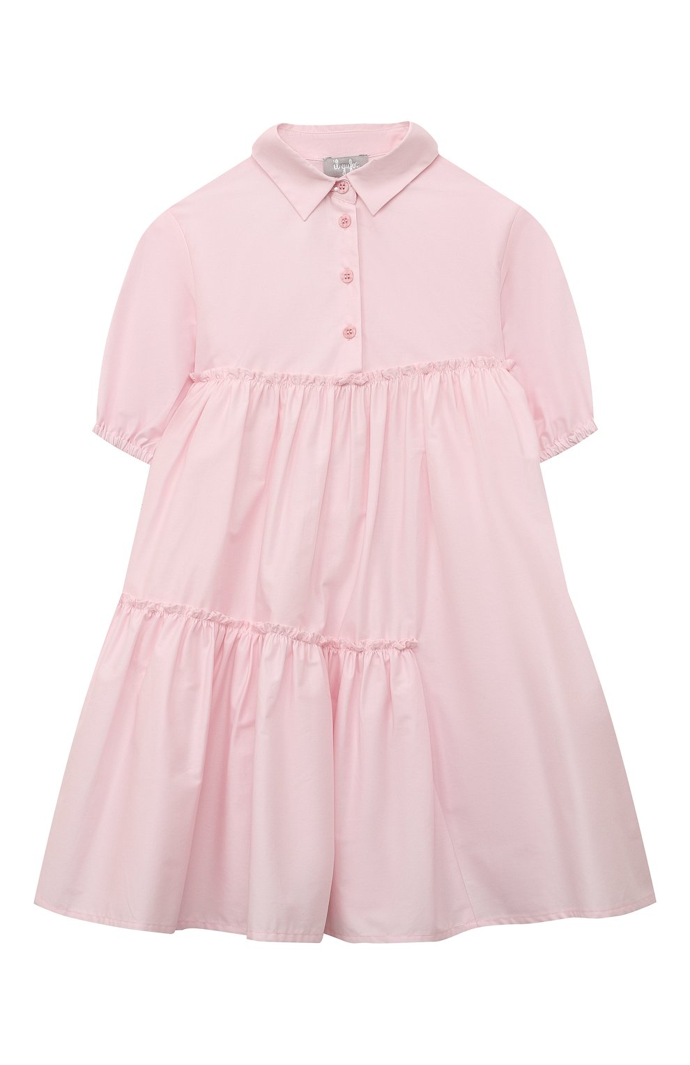 Детское хлопковое платье IL GUFO розового цвета, арт. P23VM700C0046/2A-4A | Фото 1 (Рукава: Короткие; Случай: Повседневный; Материал внешний: Хлопок; Девочки Кросс-КТ: Платье-одежда)