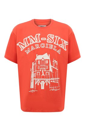 Мужская хлопковая футболка MM6 оранжевого цвета, арт. S52GC0276/S24312 | Фото 1 (Длина (для топов): Стандартные; Рукава: Короткие; Материал внешний: Хлопок; Стили: Спорт-шик; Принт: С принтом)