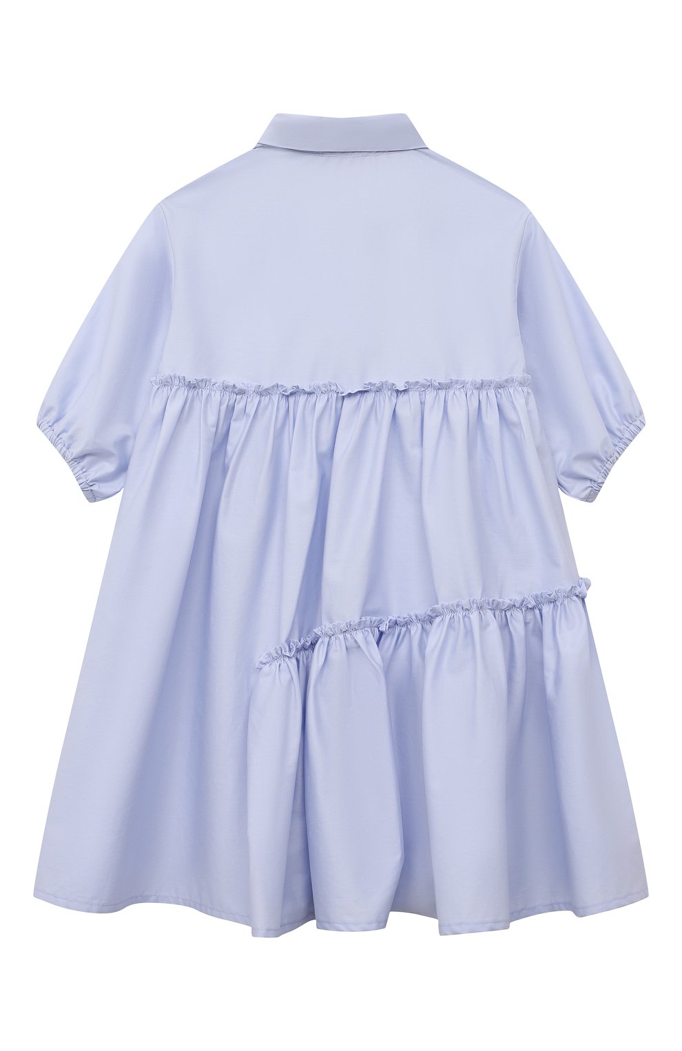 Детское хлопковое платье IL GUFO голубого цвета, арт. P23VM700C0046/2A-4A | Фото 2 (Рукава: Короткие; Случай: Повседневный; Материал внешний: Хлопок; Девочки Кросс-КТ: Платье-одежда)