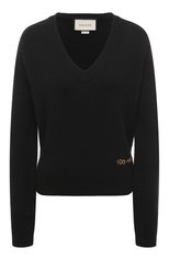 Женский кашемировый пуловер GUCCI черного цвета, арт. 628411 XKBH9 | Фото 1 (Материал внешний: Шерсть, Кашемир; Рукава: Длинные; Длина (для топов): Стандартные; Женское Кросс-КТ: Пуловер-одежда; Стили: Кэжуэл)