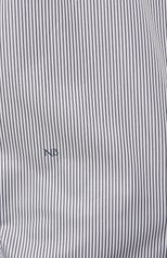 Женская хлопковая рубашка NOBLE&BRULEE голубого цвета, арт. NB58/150822/14 | Фото 5 (Рукава: Длинные; Принт: Полоска, С принтом; Женское Кросс-КТ: Рубашка-одежда; Длина (для топов): Стандартные; Материал внешний: Хлопок; Стили: Кэжуэл)