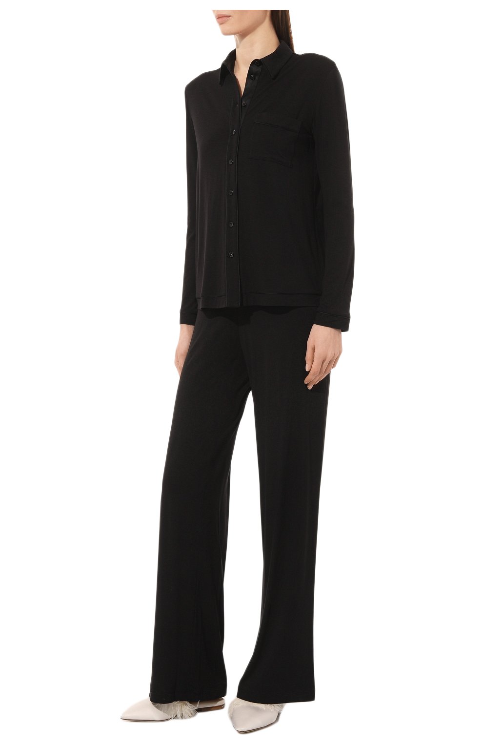Женская пижама из вискозы LA PERLA черного цвета, арт. 0055740 | Фото 2 (Материал внешний: Вискоза)