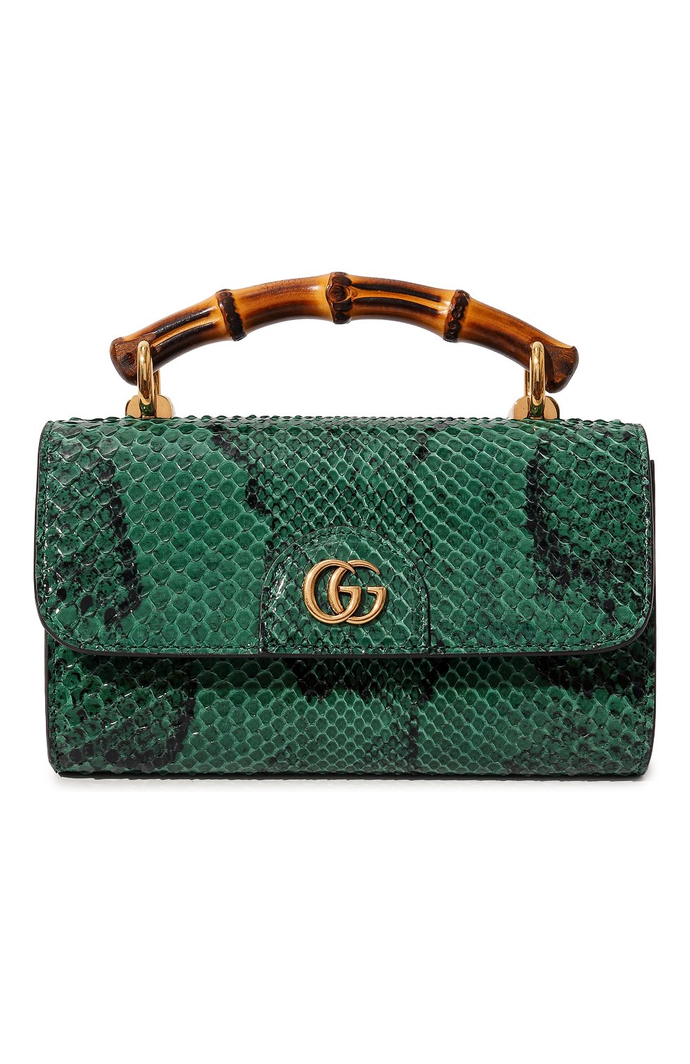Женская сумка gucci diana GUCCI зеленого цвета, арт. 675795 LU30T | Фото 1 (Материал: Экзотическая кожа, Натуральная кожа; Сумки-технические: Сумки top-handle; Размер: mini; Ремень/цепочка: На ремешке)